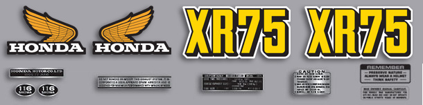 1974 Honda XR75 K1 decal set