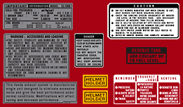 1975-1977 Honda GL1000 warning decal set