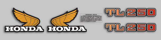 1975 Honda TL250 K0 decal set