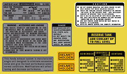 1976 Honda GL1000 warning decal set (yellow)