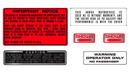 1981 CR450 Warning Decals